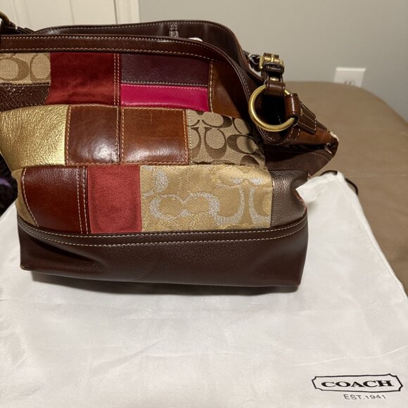 Coach Holiday Patchwork Limited Leather Bucket Bag Hobo Shoulder Bag Tote 10434 - Picture 5 of 5